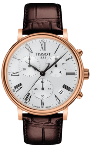  Shop Authentic Tissot Carson Premium Chronograph Silver Dial Brown Leather Strap Watch For Men - T122.417.36.033.00 - Luxxuri