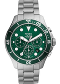 Fossil FB-03 Chronograph Green Dial Silver Steel Strap Watch for Men - FS5726