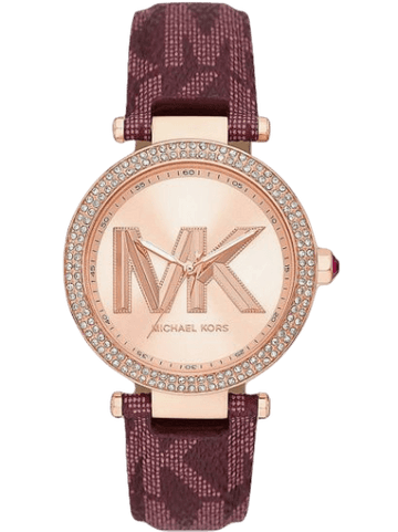  Shop Authentic Michael Kors Parker Rose Gold Dial Maroon Leather Strap Watch For Women - MK2974 - Luxxuri