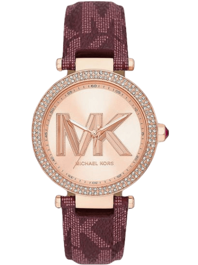  Shop Authentic Michael Kors Parker Rose Gold Dial Maroon Leather Strap Watch For Women - MK2974 - Luxxuri