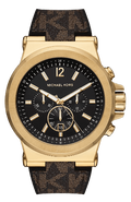 Michael Kors Dylan Chronograph Black Dial Brown Rubber Strap Watch For Men - MK8904