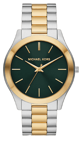 Shop Authentic Michael Kors Slim Runway Quartz Green Dial Two Tone Steel Strap Watch for Women - MK9149 - Luxxuri