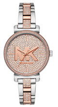 Michael Kors Sofie Crystals Glitz Rose Gold Dial Two Tone Steel Strap Watch For Women - MK4446