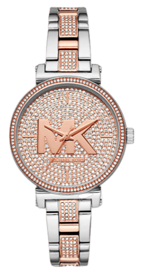  Shop Authentic Michael Kors Sofie Crystals Glitz Rose Gold Dial Two Tone Steel Strap Watch For Women - MK4446 - Luxxuri