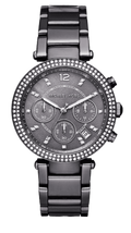 Michael Kors Parker Chronograph Grey Dial Grey Steel Strap Watch For Women - MK6265