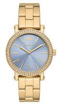  Shop Authentic Michael Kors Quartz Blue Dial Gold Steel Strap Watch for Men - MKO1048 - Luxxuri