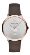  Shop Authentic Emporio Armani Modern Slim Analog Silver Dial Brown Leather Strap Watch For Men - AR11163 - Luxxuri