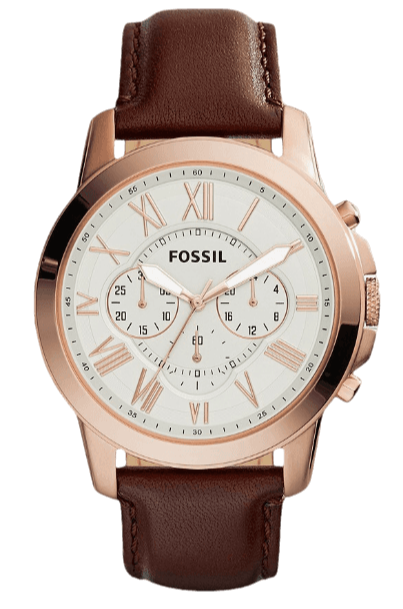  Shop Authentic Fossil Grant Chronograph White Dial Brown Leather Strap Watch for Men - FS4991 - Luxxuri