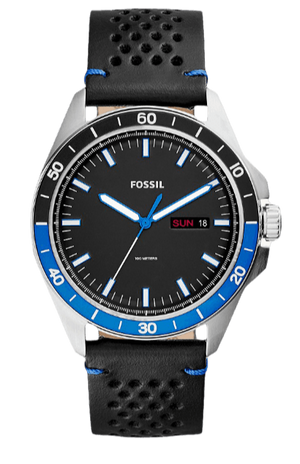  Shop Authentic Fossil Sport 54 Day Date Black Dial Black Leather Strap Watch for Men - FS5321 - Luxxuri