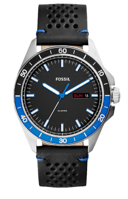  Shop Authentic Fossil Sport 54 Day Date Black Dial Black Leather Strap Watch for Men - FS5321 - Luxxuri
