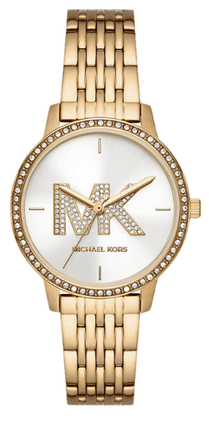  Shop Authentic Michael Kors Three Hand Silver Dial Gold Steel Strap Watch for Women - MK1051 - Luxxuri