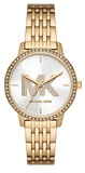  Shop Authentic Michael Kors Three Hand Silver Dial Gold Steel Strap Watch for Women - MK1051 - Luxxuri