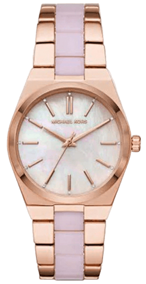  Shop Authentic Michael Kors Channing Quartz Mother of Pearl Pink Dial Two Tone Steel Strap Watch For Women - MK6652 - Luxxuri