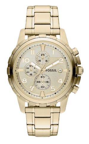  Shop Authentic Fossil Dean Chronograph Champagne Dial Gold Steel Strap Watch for Men - FS4867 - Luxxuri