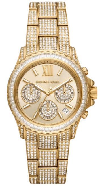  Shop Authentic Michael Kors Everest Chronograph Crystals Gold Dial Gold Steel Strap Watch For Women - MK7254 - Luxxuri
