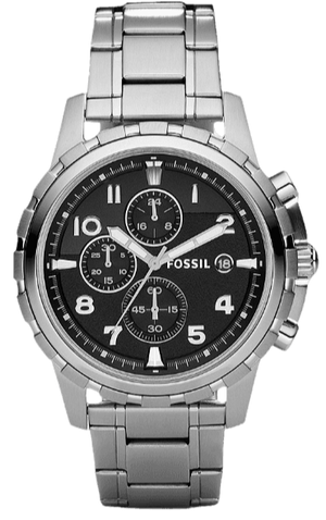  Shop Authentic Fossil Dean Chronograph Black Dial Silver Steel Strap Watch for Men - FS4542 - Luxxuri