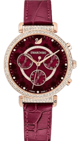  Shop Authentic Swarovski Spring Flower Chronograph Red Dial Red Leather Strap Watch for Women - 5598689 - Luxxuri