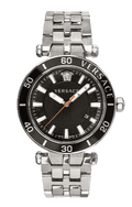 Versace Greca Sport Quartz Black Dial Silver Steel Strap Watch For Men - VEZ300321
