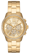 Michael Kors Bryn Pavé Quartz Gold Dial Gold Steel Strap Watch For Women - MK7199