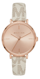  Shop Authentic Michael Kors Jayne Three Hand Rose Gold Dial White Leather Strap Watch For Women - MK7128 - Luxxuri