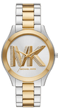  Shop Authentic Michael Kors Slim Runway Three Hand Silver Dial Two Tone Steel Strap Watch For Women - MK4735 - Luxxuri
