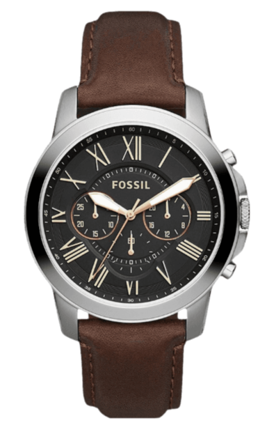  Shop Authentic Fossil Grant Chronograph Black Dial Brown Leather Strap Watch for Men - FS4813 - Luxxuri