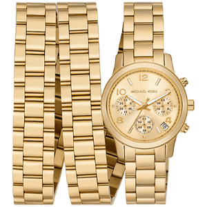  Shop Authentic Michael Kors Runway 18K Gold-Plated Triple Wrap Gold Dial Gold Steel Strap Watch for Women - MK7450 - Luxxuri