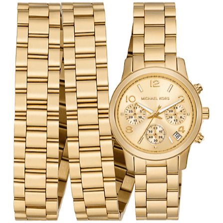  Shop Authentic Michael Kors Runway 18K Gold-Plated Triple Wrap Gold Dial Gold Steel Strap Watch for Women - MK7450 - Luxxuri