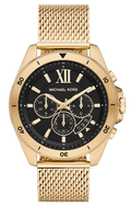 Michael Kors Brecken Chronograph Black Dial Gold Mesh Strap Watch For Men - MK8867