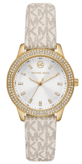 Michael Kors Tibby Analog Silver Dial White Leather Strap Watch for Women - MK1049