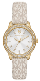  Shop Authentic Michael Kors Tibby Analog Silver Dial White Leather Strap Watch for Women - MK1049 - Luxxuri
