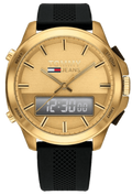  Shop Authentic Tommy Hilfiger Jeans Digital Analog Gold Dial Black Rubber Strap Watch For Women  - 1791762 - Luxxuri