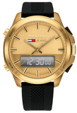  Shop Authentic Tommy Hilfiger Jeans Digital Analog Gold Dial Black Rubber Strap Watch For Women  - 1791762 - Luxxuri