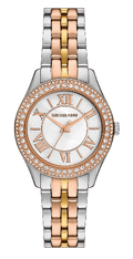  Shop Authentic Michael Kors Harlowe Three-Hand Mother of Pearl White Dial Tri Tone Steel Strap Watch for Women - MK4846 - Luxxuri