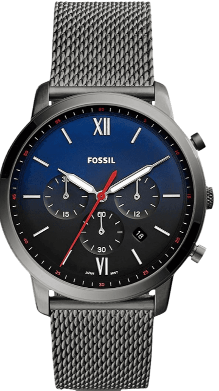  Shop Authentic Fossil Neutra Chronograph Blue Dial Silver Mesh Bracelet Watch for Men - FS5383 - Luxxuri