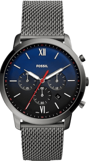  Shop Authentic Fossil Neutra Chronograph Blue Dial Silver Mesh Bracelet Watch for Men - FS5383 - Luxxuri