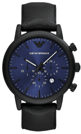  Shop Authentic Emporio Armani Luigi Analog Blue Dial Black Leather Strap Watch For Men - AR11351 - Luxxuri