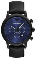  Shop Authentic Emporio Armani Luigi Analog Blue Dial Black Leather Strap Watch For Men - AR11351 - Luxxuri