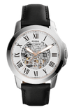  Shop Authentic Fossil Grant Automatic Skeleton White Dial Black Leather Strap Watch for Men - ME3101 - Luxxuri
