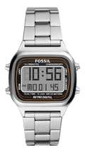 Fossil Retro Digital Silver Dial Silver Steel Strap Watch for Men - FS5844