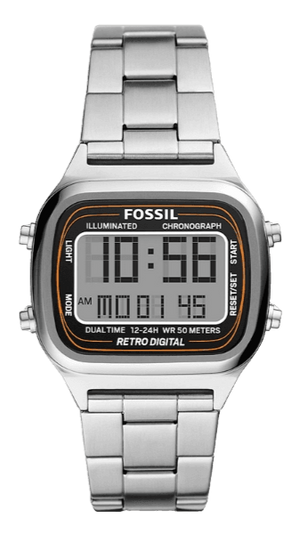  Shop Authentic Fossil Retro Digital Silver Dial Silver Steel Strap Watch for Men - FS5844 - Luxxuri