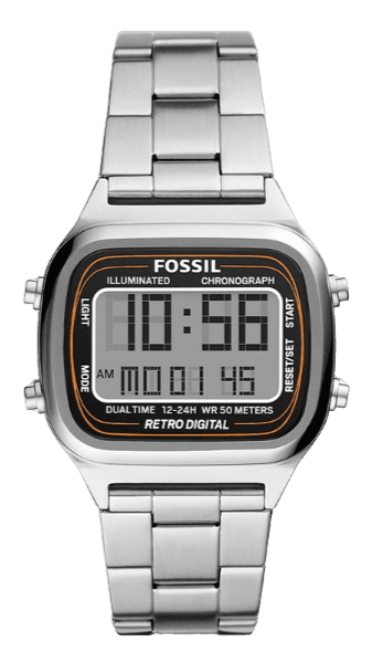  Shop Authentic Fossil Retro Digital Silver Dial Silver Steel Strap Watch for Men - FS5844 - Luxxuri