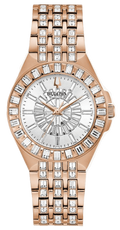  Shop Authentic Bulova Phantom White Dial with Swarovski Baguettes Rose Gold Steel Strap Watch for Women - 98L268 - Luxxuri