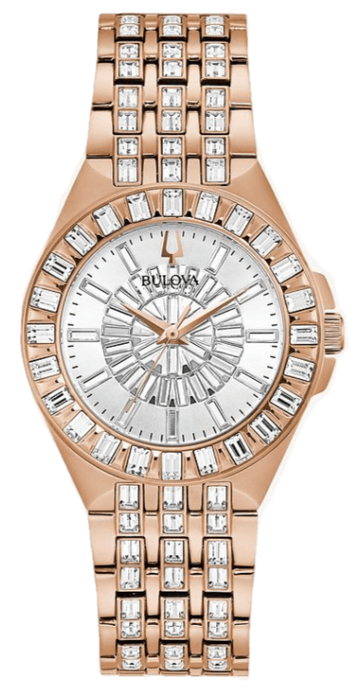  Shop Authentic Bulova Phantom White Dial with Swarovski Baguettes Rose Gold Steel Strap Watch for Women - 98L268 - Luxxuri