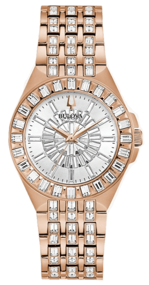  Shop Authentic Bulova Phantom White Dial with Swarovski Baguettes Rose Gold Steel Strap Watch for Women - 98L268 - Luxxuri