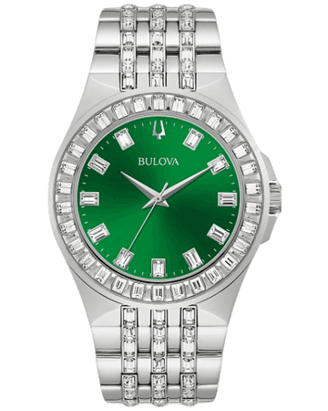  Shop Authentic Bulova Phantom Classic Baguette Green Dial Silver Steel Strap Watch for Men - 96A253 - Luxxuri
