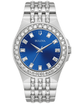  Shop Authentic Bulova Phantom Baguette Crystal Blue Dial Silver Steel Strap Watch for Men - 96A254 - Luxxuri