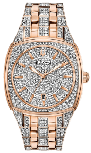  Shop Authentic Bulova Phantom Crystal Silver Dial Two Tone Steel Strap Watch for Men - 98B324 - Luxxuri