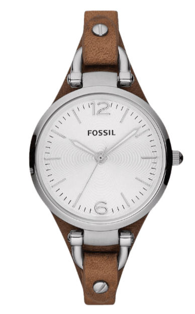 Shop Authentic Fossil Georgia White Dial Brown Leather Strap Watch for Women - ES3060 - Luxxuri