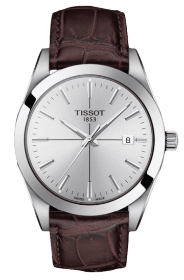  Shop Authentic Tissot Gentlemen Silver Dial Brown Leather Strap Watch for Men - T127.410.16.031.01 - Luxxuri